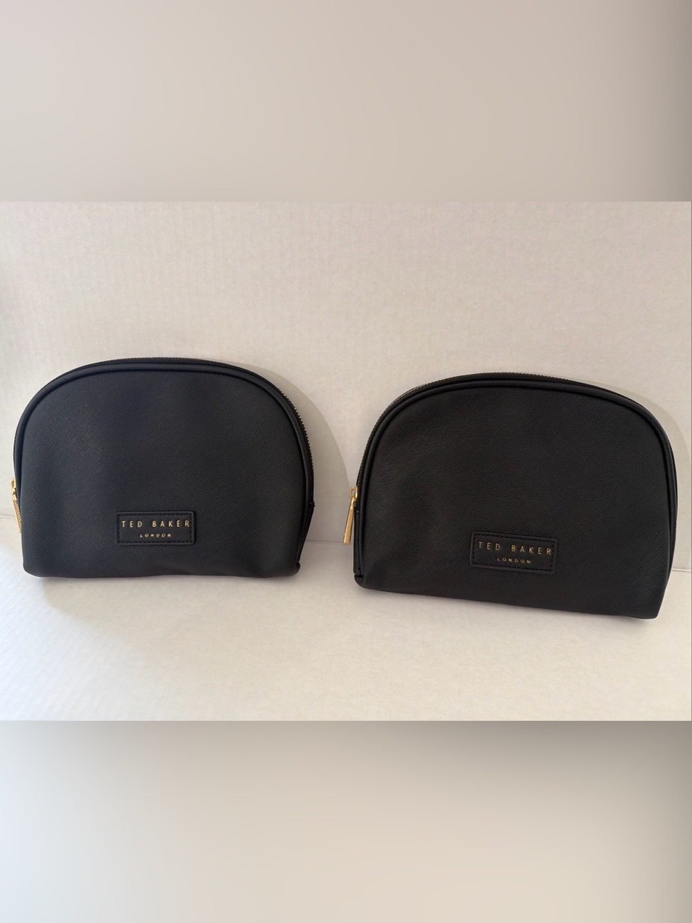2 PIECE MAKEUP COSMETICS JEWELRY CASE BAG TED BAKER SOLID BLACK SET MEDIUM - NEW